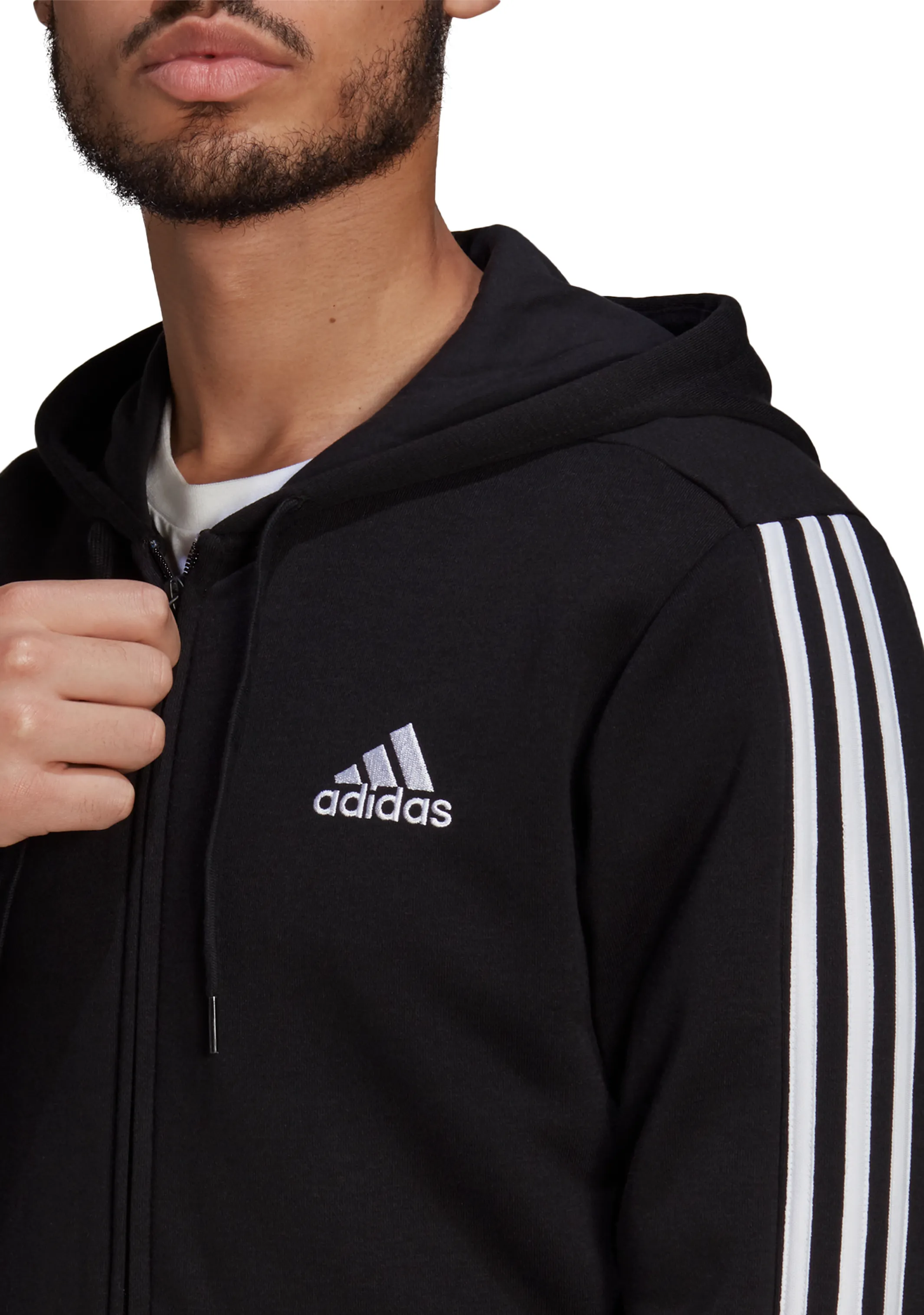 Adidas Men’s Essentials 3-Stripes Fleece Cut Fullzip Hoodie