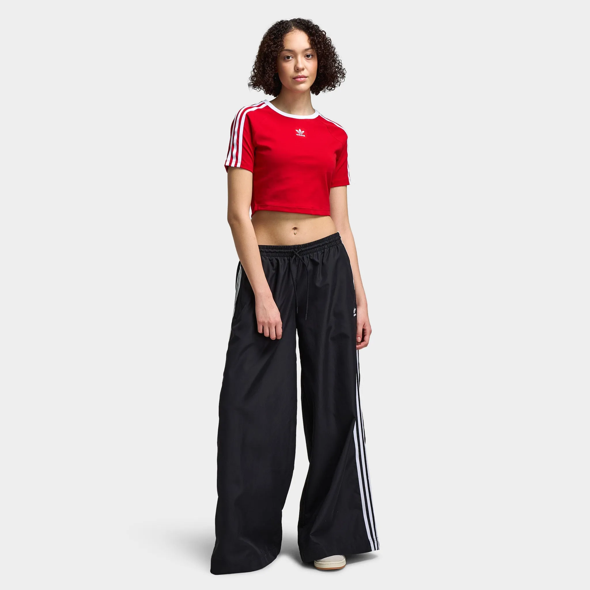 adidas Women's 3 Stripe Baby T-Shirt / Better Scarlet
