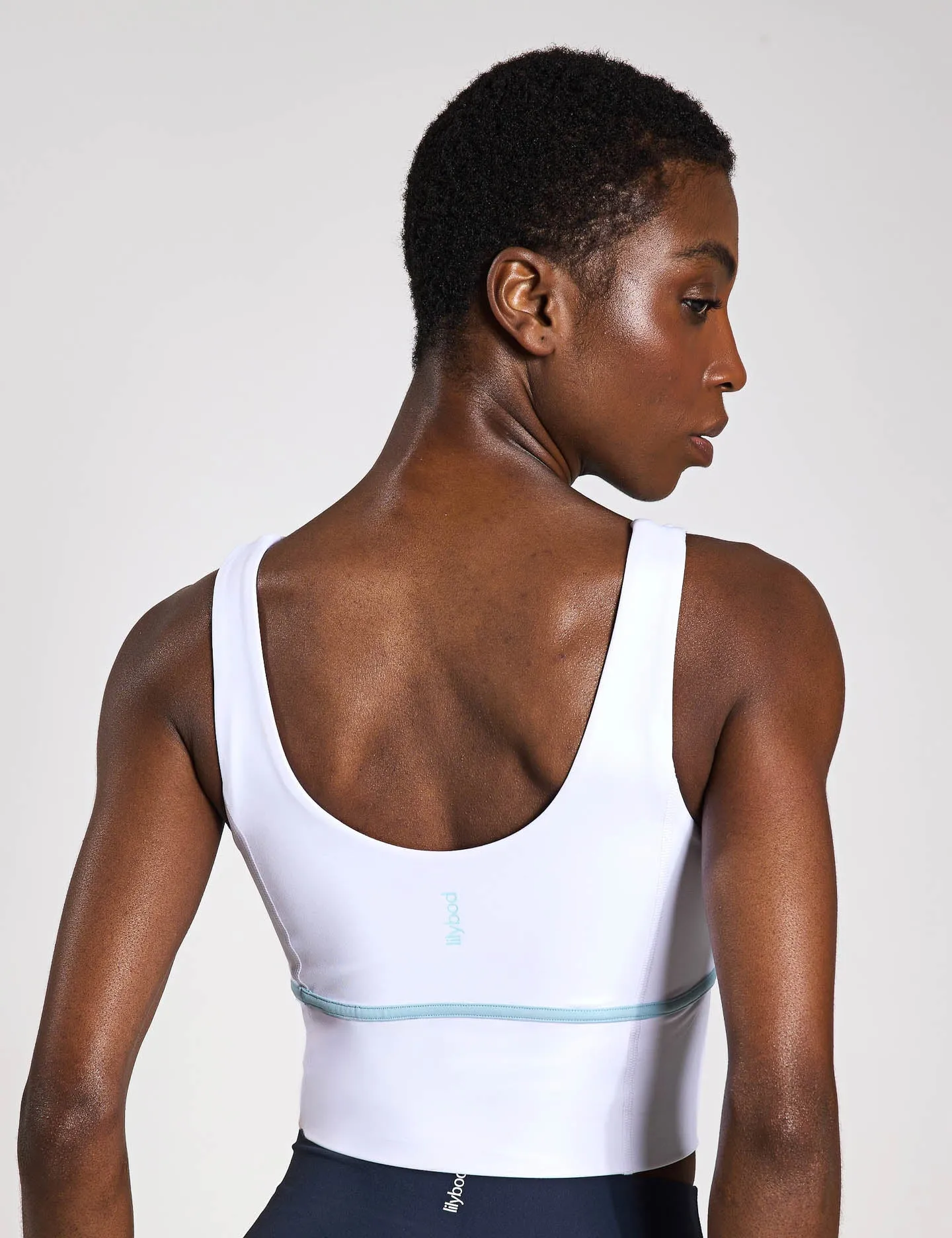 Ava Sports Bra - White/Light Blue