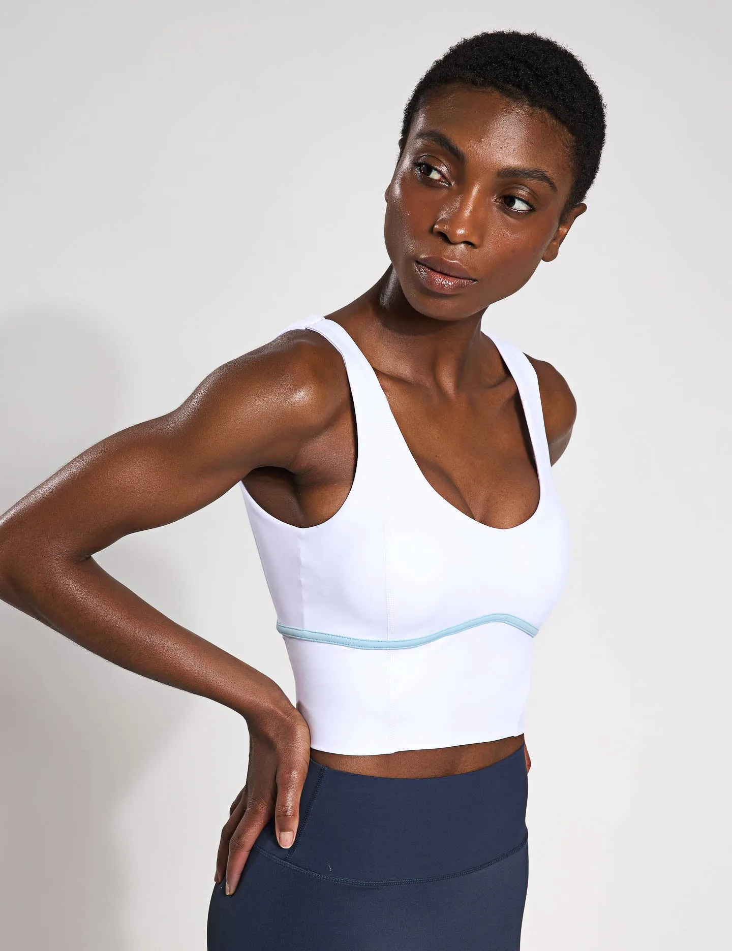 Ava Sports Bra - White/Light Blue