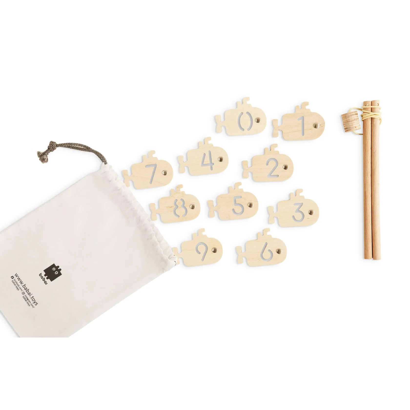 babai Wooden Fishing Game Set On Magnets For Learning of Numbers Brave Submarines