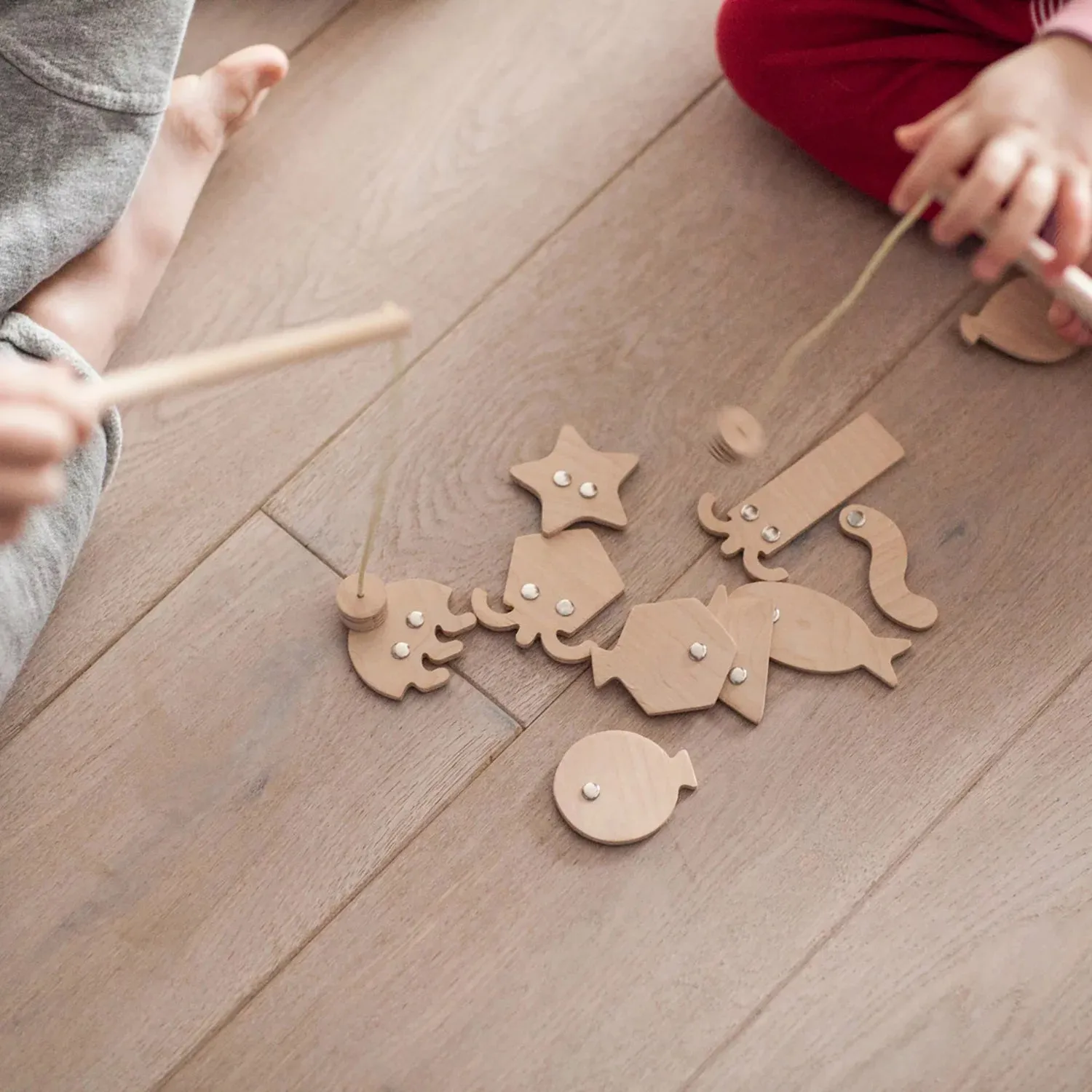 babai Wooden Fishing Game Set On Magnets Geometric Fishes