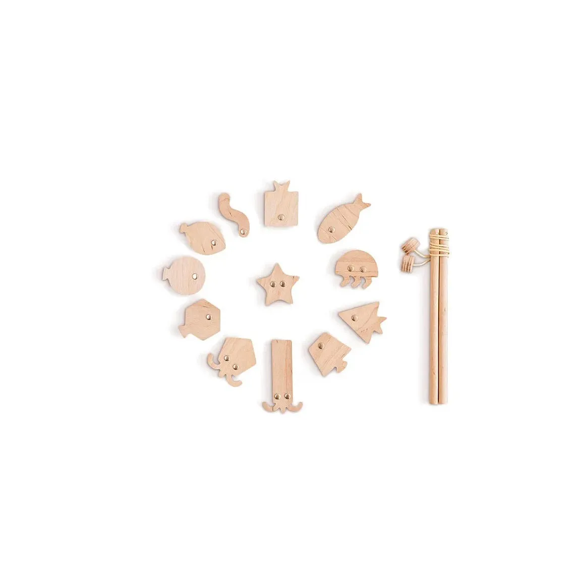 babai Wooden Fishing Game Set On Magnets Geometric Fishes