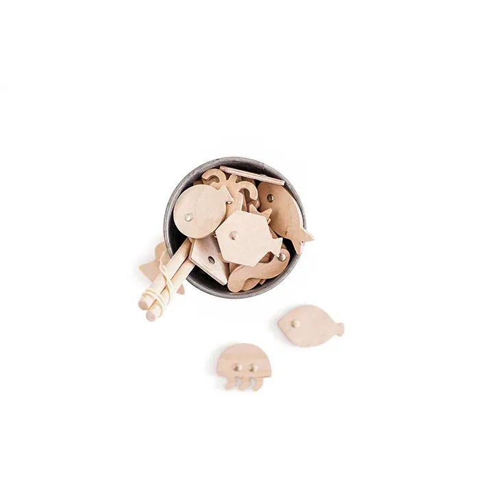 babai Wooden Fishing Game Set On Magnets Geometric Fishes