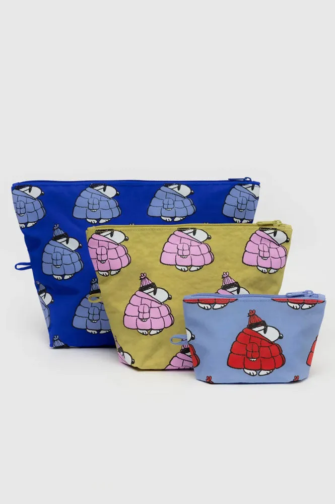 Baggu Go Pouch Puffer Snoopy Set