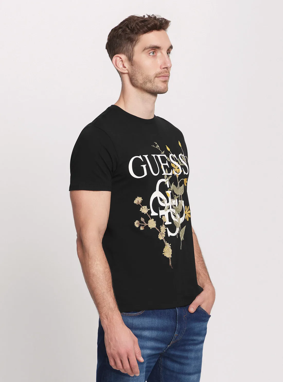 Black Quatro G Logo Floral T-Shirt