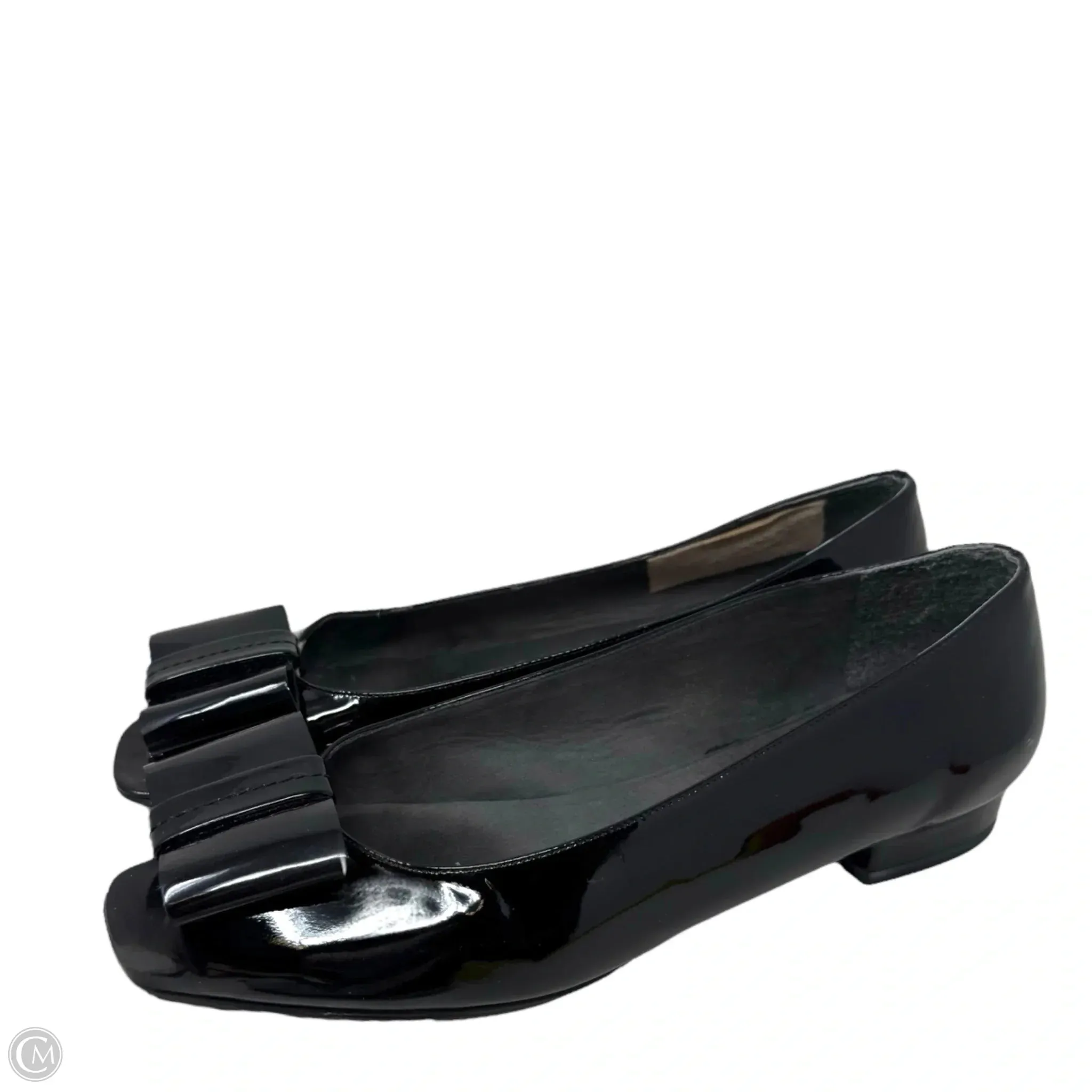 Bowella Patent Flats Designer By Stuart Weitzman In Black, Size: 10