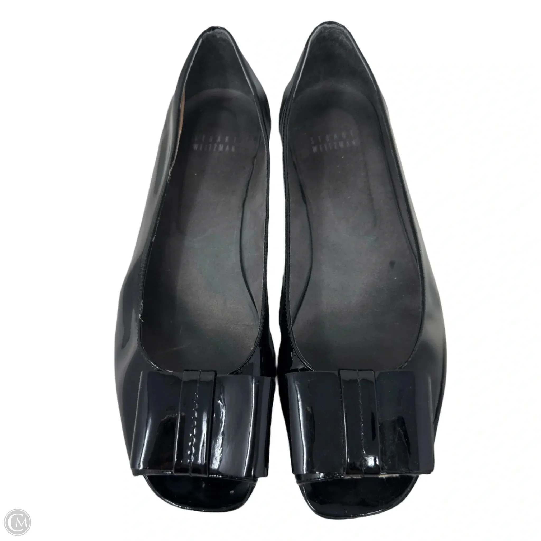 Bowella Patent Flats Designer By Stuart Weitzman In Black, Size: 10