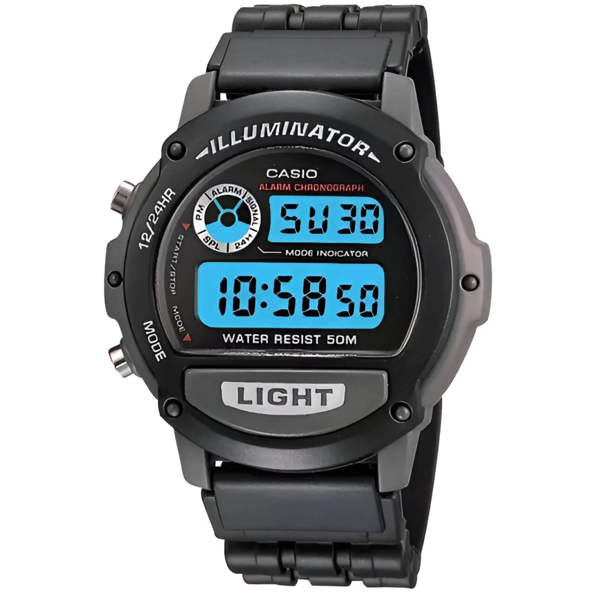 Casio Men's Watch - Illuminator Sports Digital Black and Grey Case Strap | W-87H-1VH