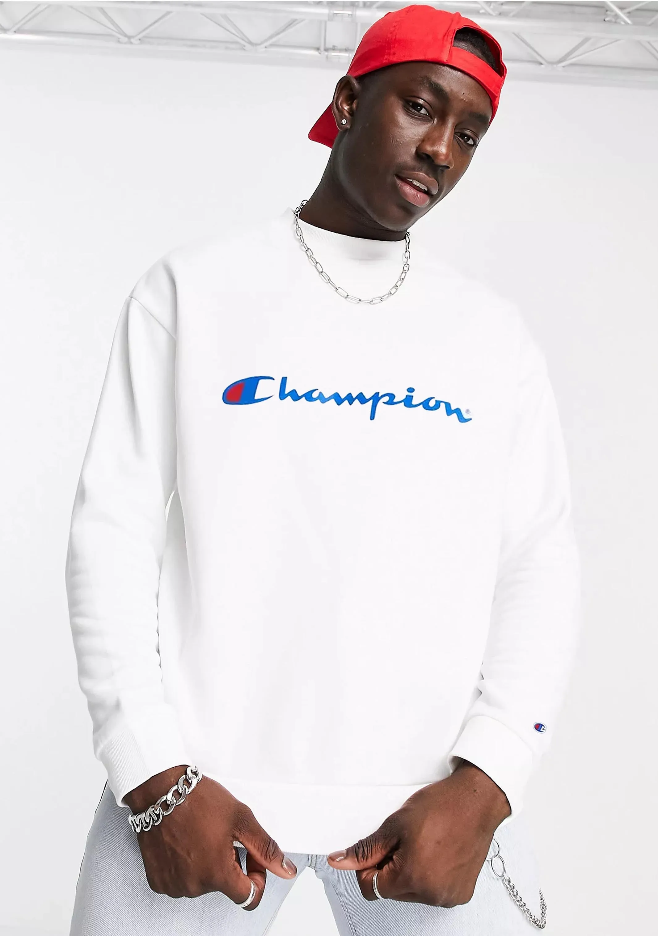 Champion Men’s Script Crew White
