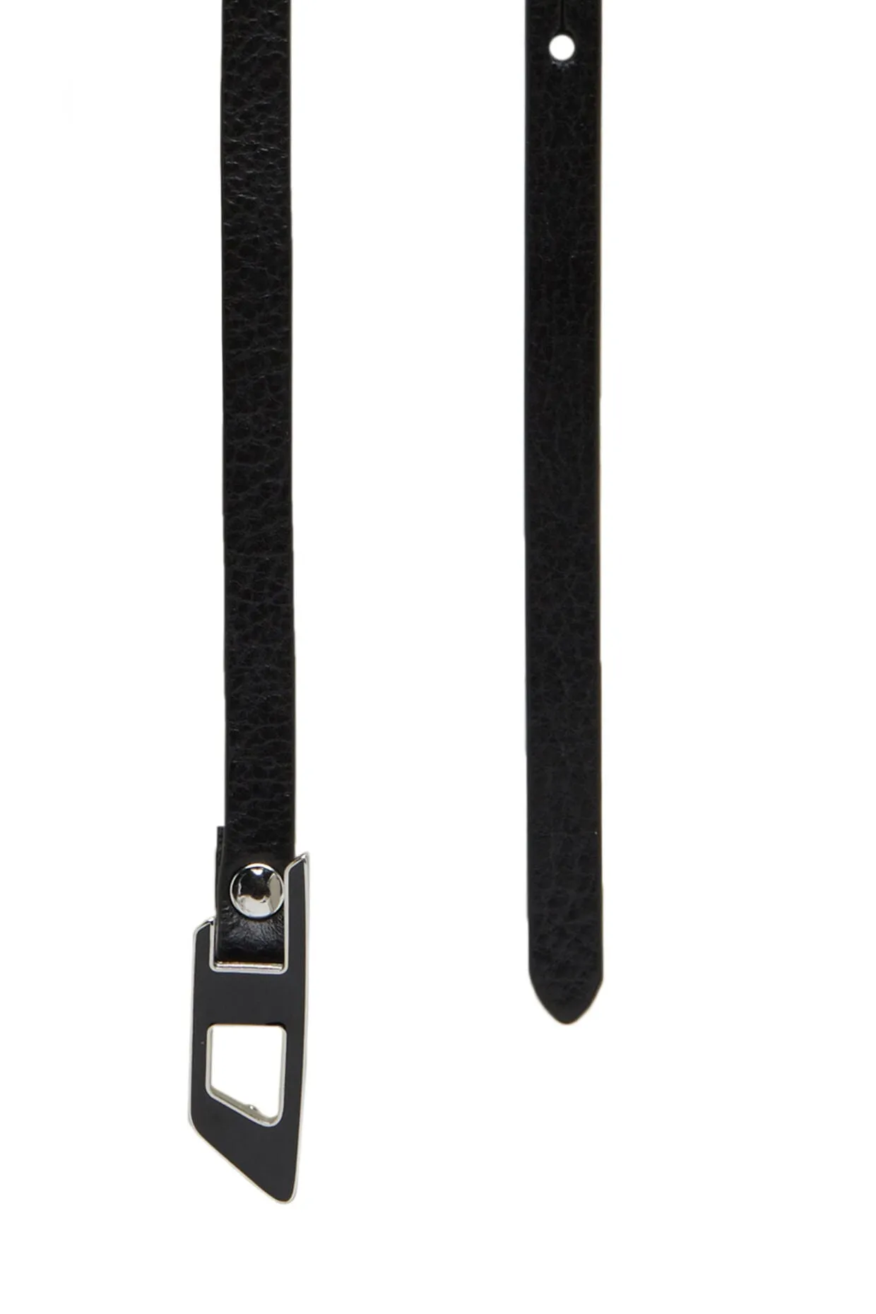 Diesel Women's B-dlogo 10 Slim Double-wrap Leather Belt Black