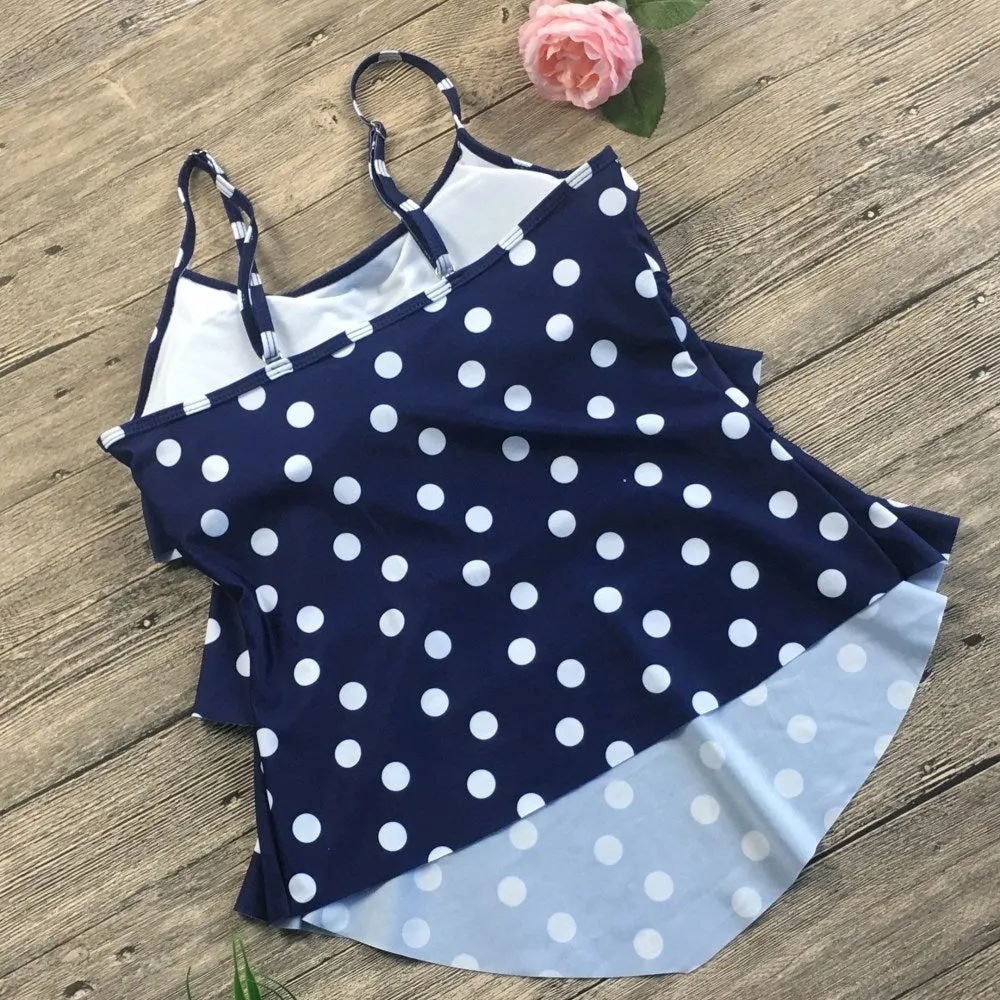 Fashion Japanese Layered Dot Sling Swimsuit