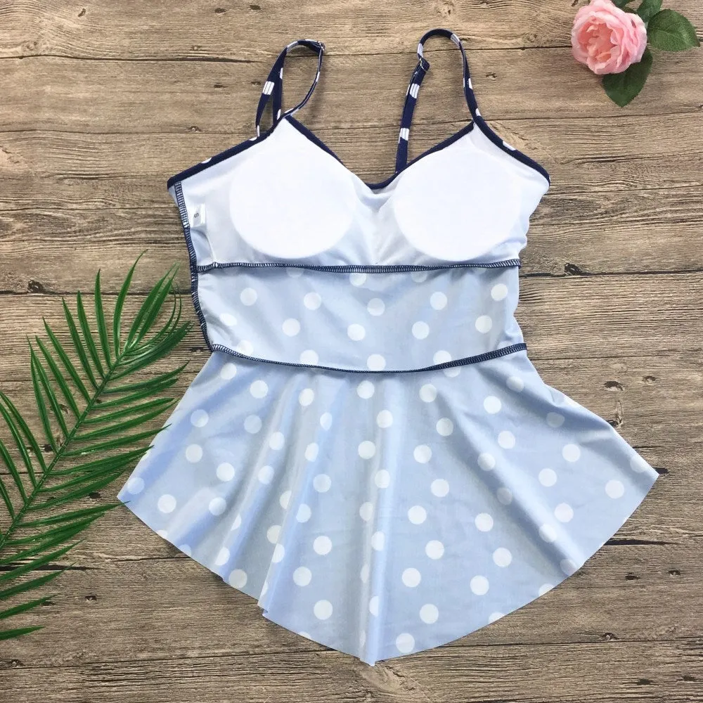 Fashion Japanese Layered Dot Sling Swimsuit