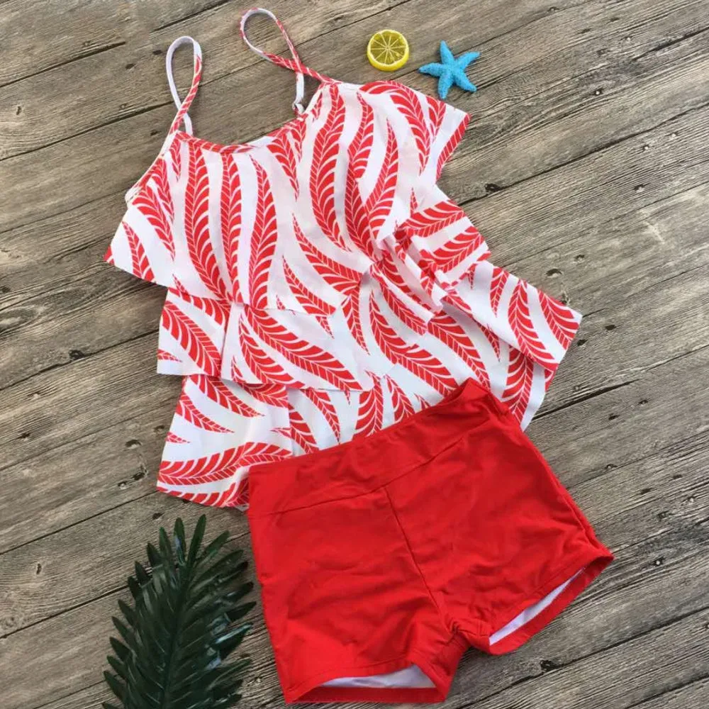 Fashion Japanese Layered Dot Sling Swimsuit