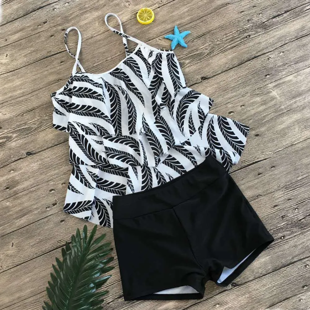 Fashion Japanese Layered Dot Sling Swimsuit