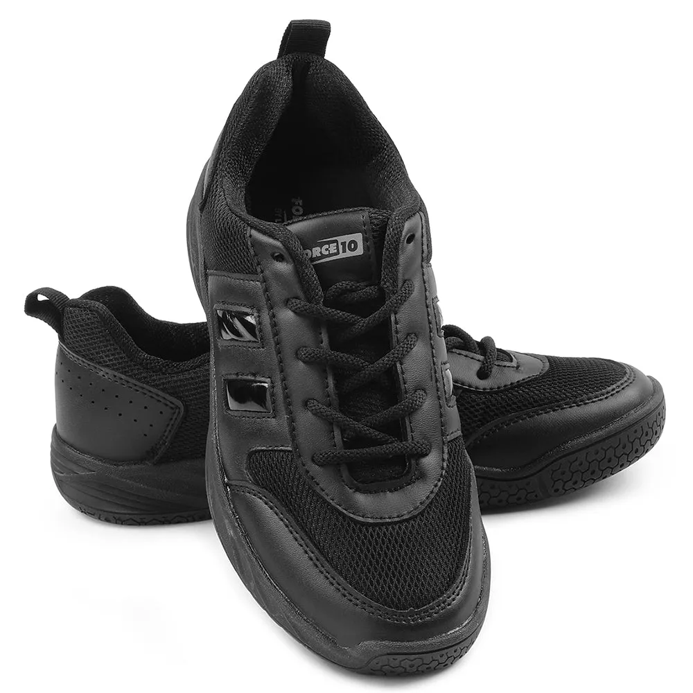 Force 10 Black Lacing Uniform School Shoes For Kids SKOLGAME-L By Liberty
