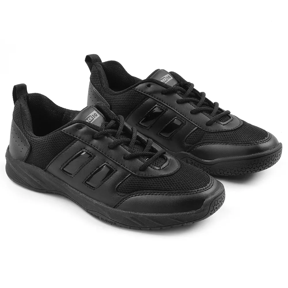 Force 10 Black Lacing Uniform School Shoes For Kids SKOLGAME-L By Liberty