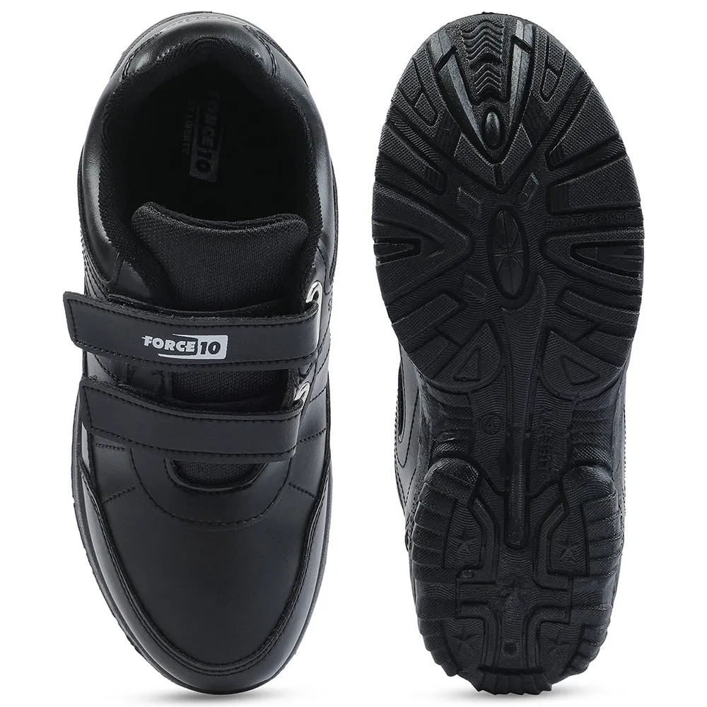 Force 10 Black Velcro Uniform School Shoes For Kids SCHZONE-DV By Liberty