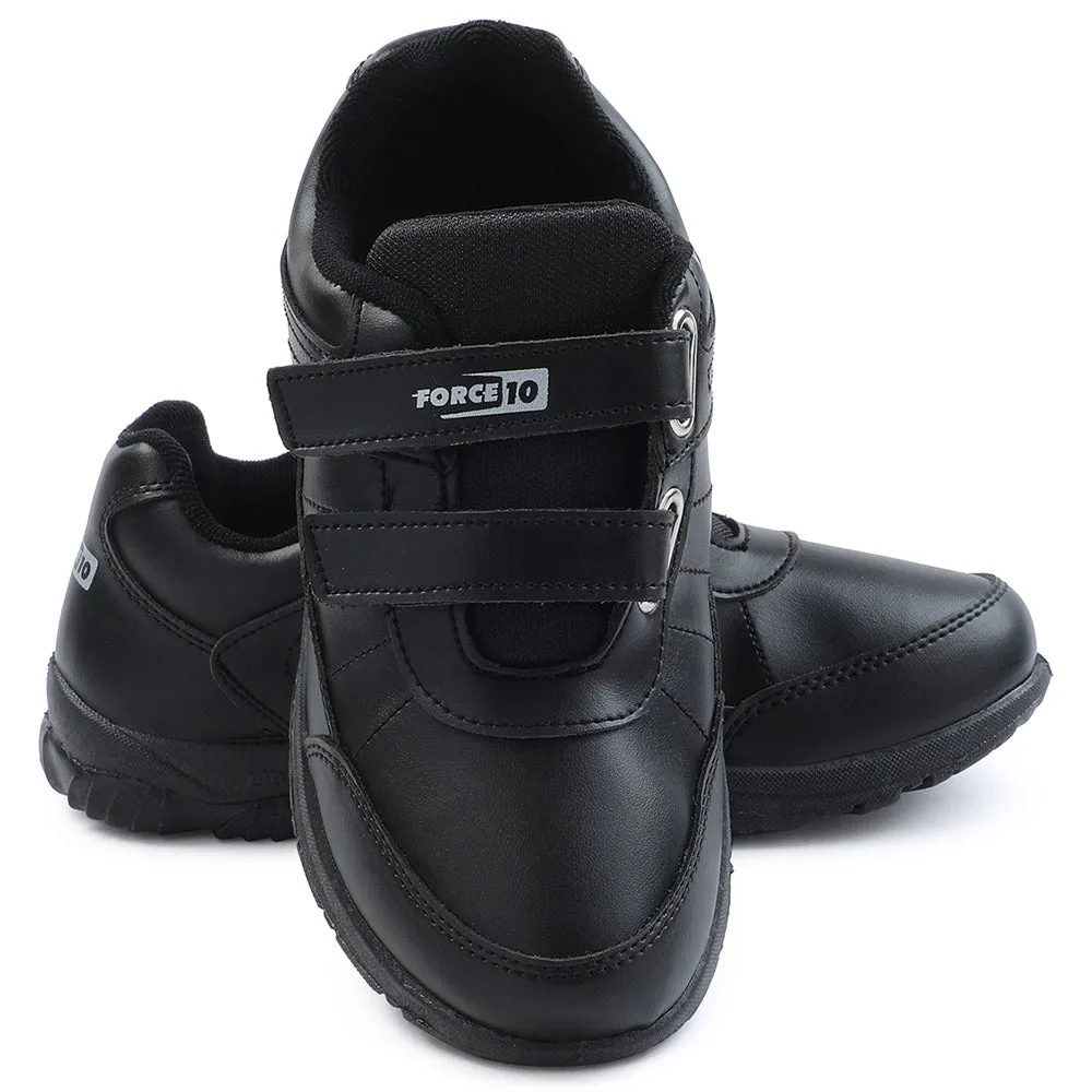 Force 10 Black Velcro Uniform School Shoes For Kids SCHZONE-DV By Liberty
