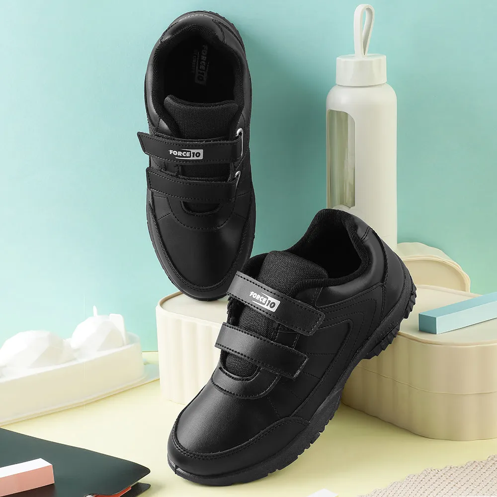 Force 10 Black Velcro Uniform School Shoes For Kids SCHZONE-DV By Liberty
