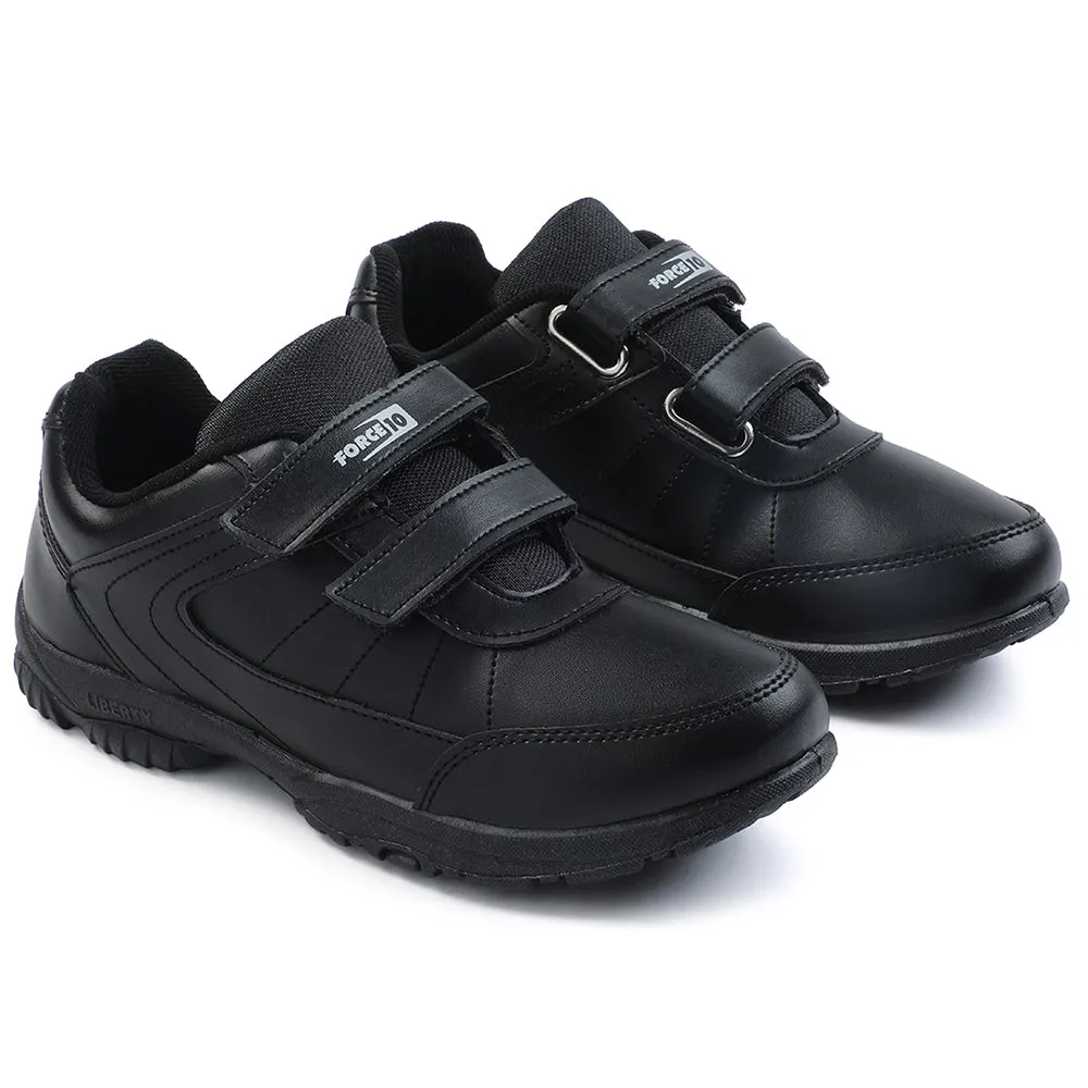 Force 10 Black Velcro Uniform School Shoes For Kids SCHZONE-DV By Liberty