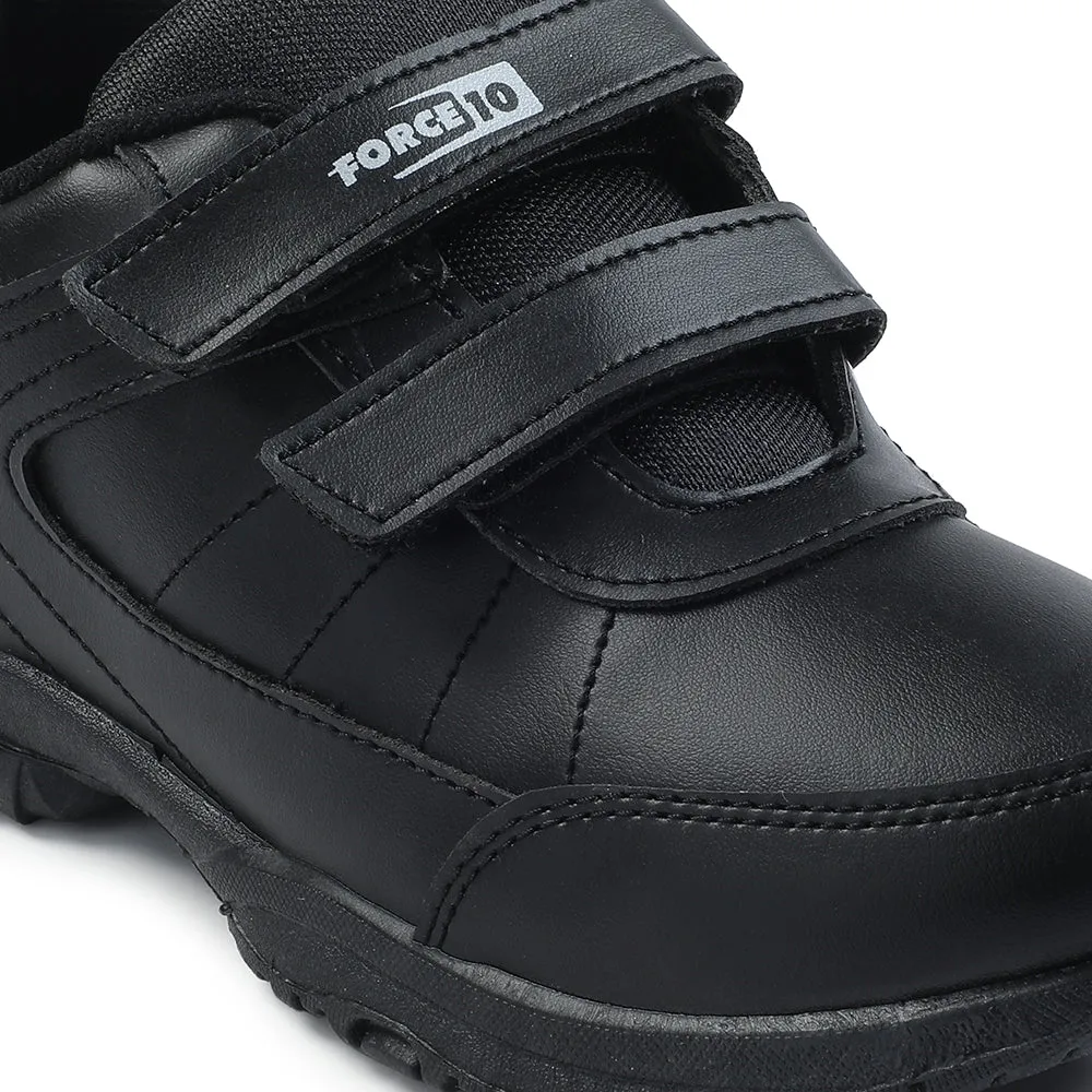 Force 10 Black Velcro Uniform School Shoes For Kids SCHZONE-DV By Liberty