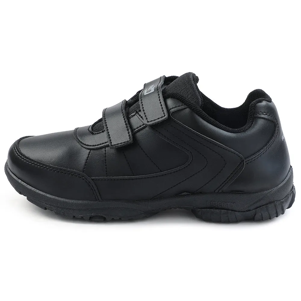 Force 10 Black Velcro Uniform School Shoes For Kids SCHZONE-DV By Liberty
