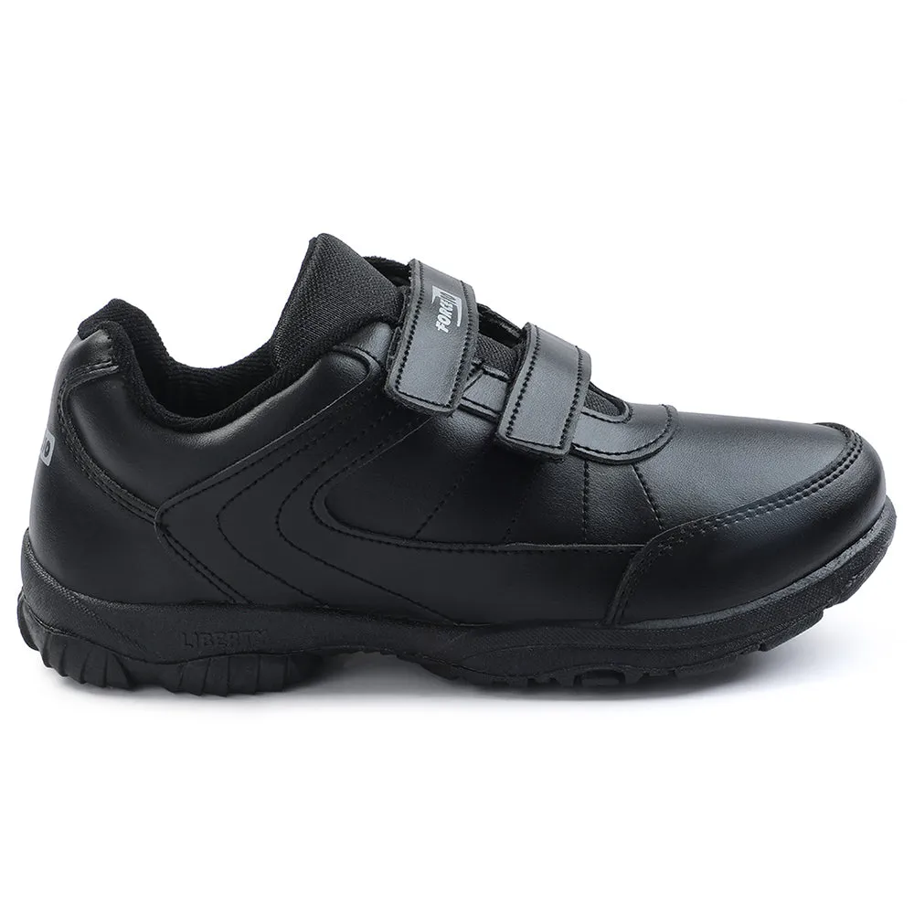 Force 10 Black Velcro Uniform School Shoes For Kids SCHZONE-DV By Liberty