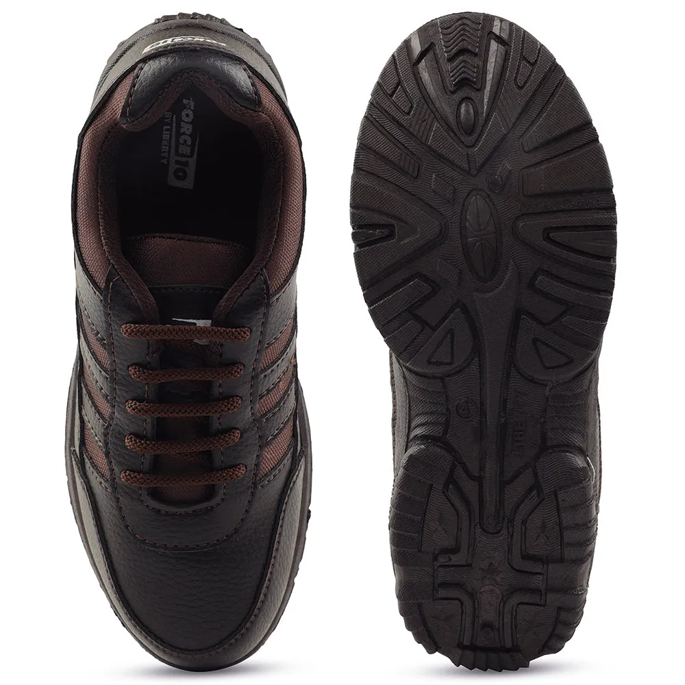 Force 10 Brown Lacing Uniform School Shoes For Kids 8151-18 By Liberty