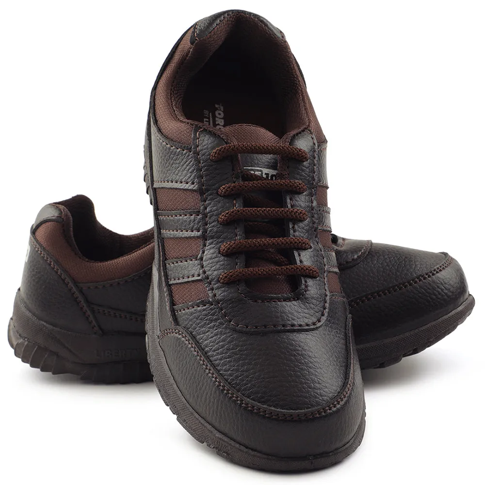 Force 10 Brown Lacing Uniform School Shoes For Kids 8151-18 By Liberty