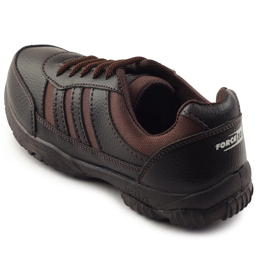 Force 10 Brown Lacing Uniform School Shoes For Kids 8151-18 By Liberty