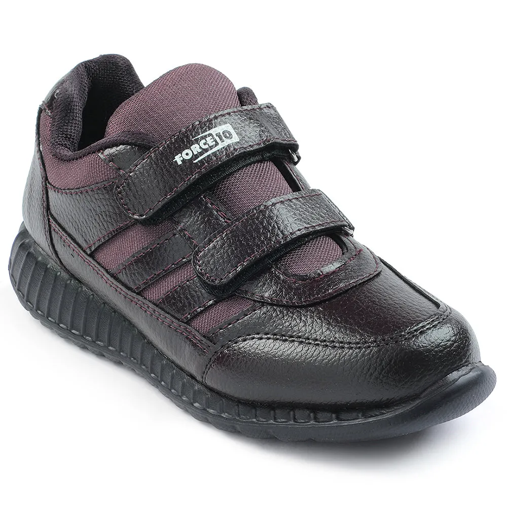 Force 10 Brown Non Lacing Uniform School Shoes For Kids ELECTRA-V By Liberty