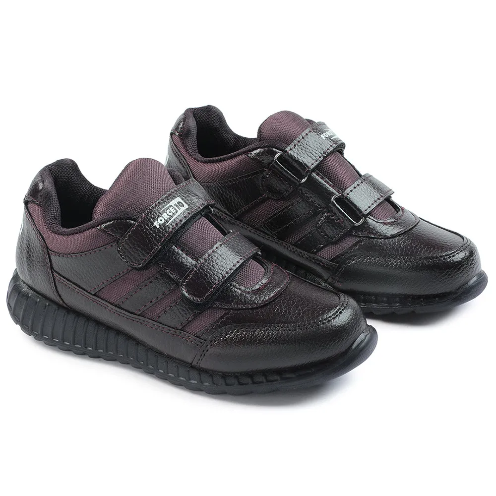 Force 10 Brown Non Lacing Uniform School Shoes For Kids ELECTRA-V By Liberty