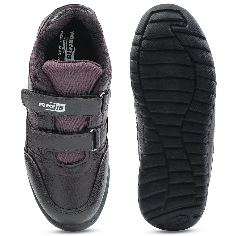 Force 10 Brown Non Lacing Uniform School Shoes For Kids ELECTRA-V By Liberty