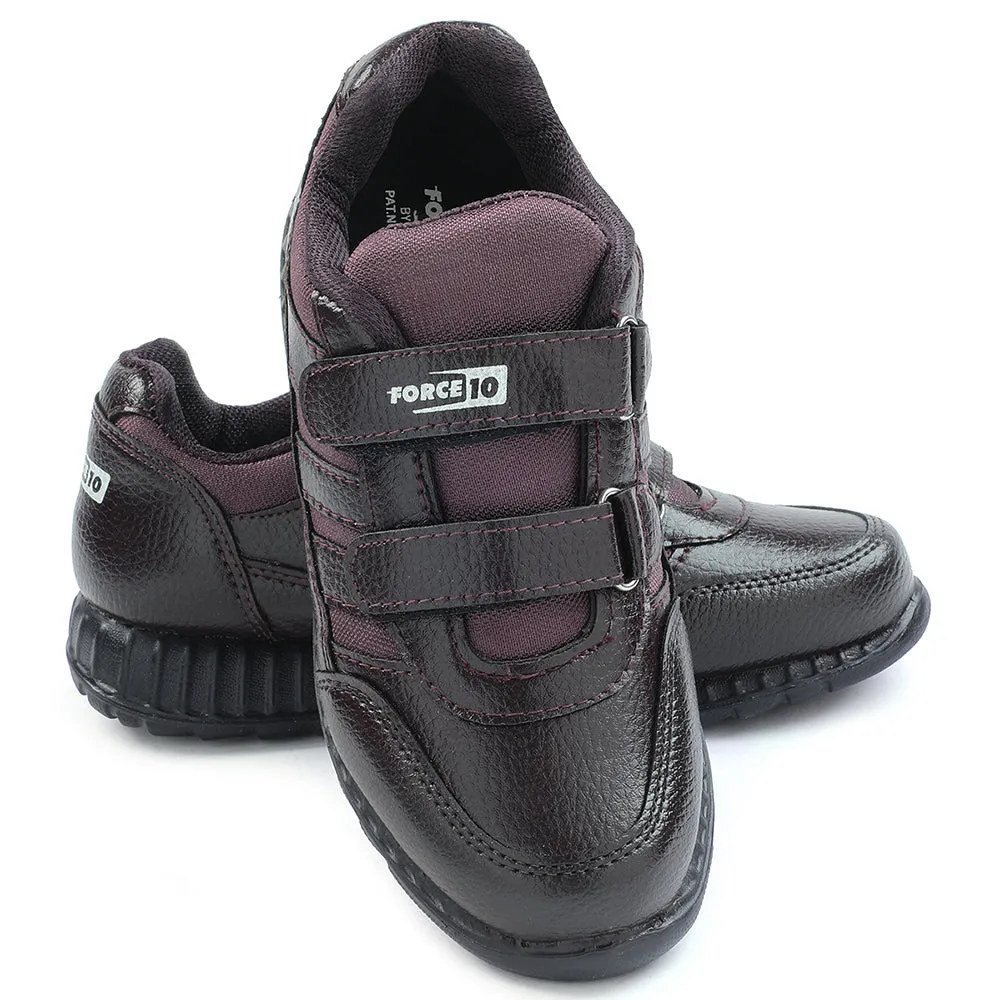 Force 10 Brown Non Lacing Uniform School Shoes For Kids ELECTRA-V By Liberty