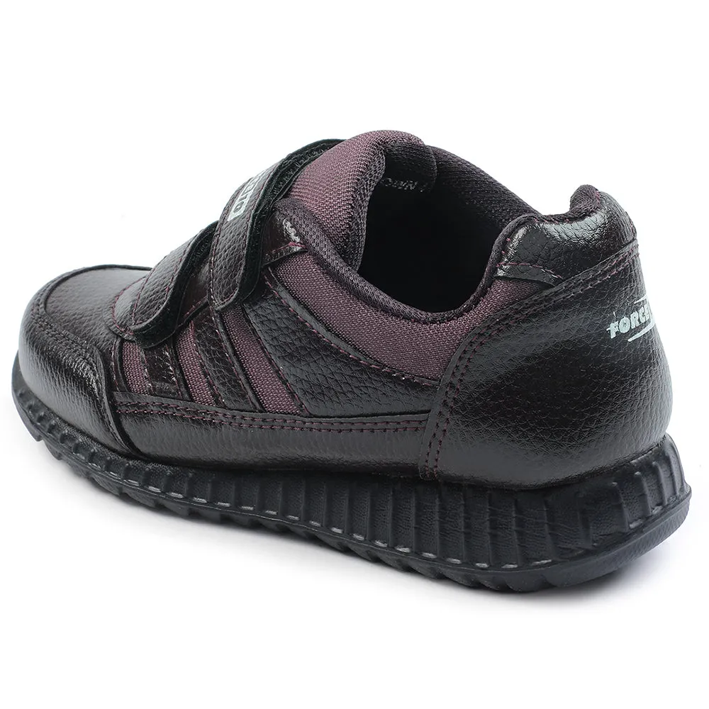 Force 10 Brown Non Lacing Uniform School Shoes For Kids ELECTRA-V By Liberty