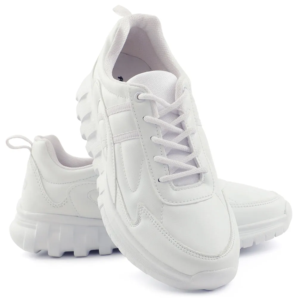 Force 10 White Lacing Uniform School Shoes For Kids 9906-02T By Liberty