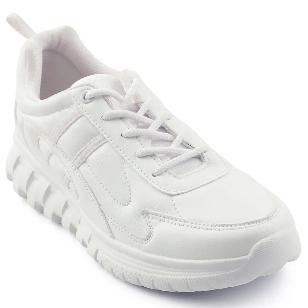 Force 10 White Lacing Uniform School Shoes For Kids 9906-02T By Liberty