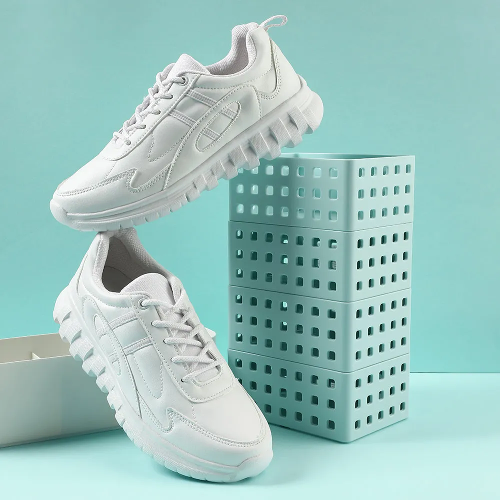 Force 10 White Lacing Uniform School Shoes For Kids 9906-02T By Liberty