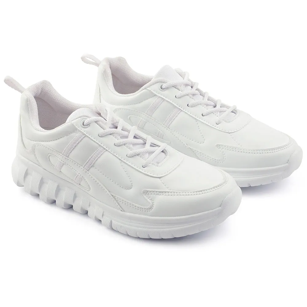 Force 10 White Lacing Uniform School Shoes For Kids 9906-02T By Liberty