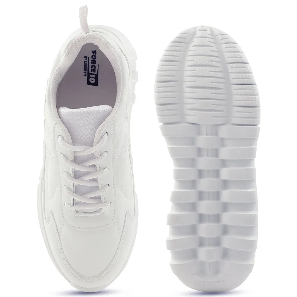 Force 10 White Lacing Uniform School Shoes For Kids 9906-02T By Liberty