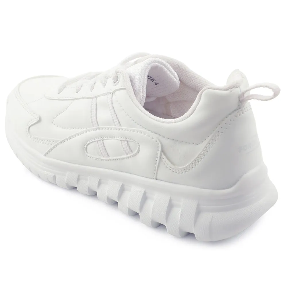 Force 10 White Lacing Uniform School Shoes For Kids 9906-02T By Liberty