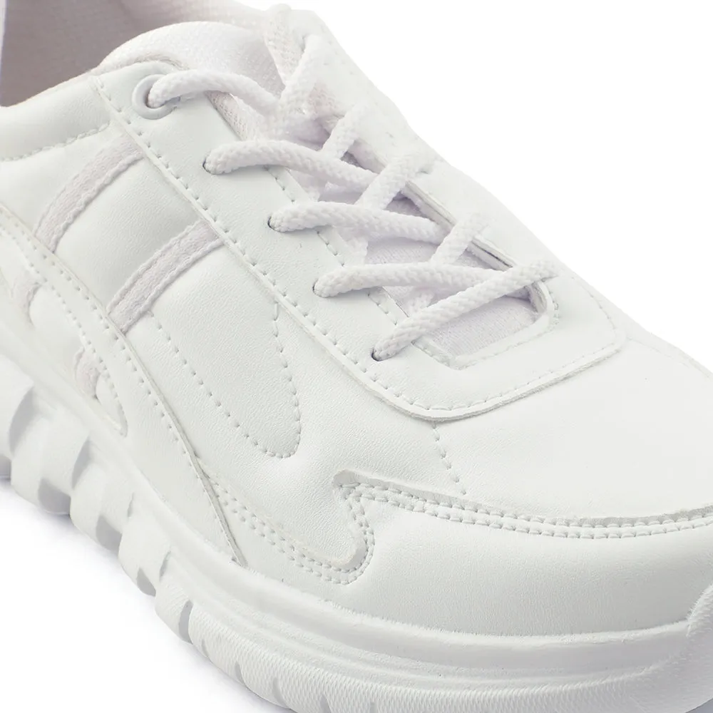 Force 10 White Lacing Uniform School Shoes For Kids 9906-02T By Liberty