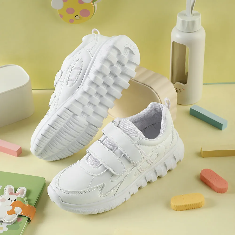 Force 10 White Velcro Uniform School Shoes For Kids 9906-02T-V By Liberty