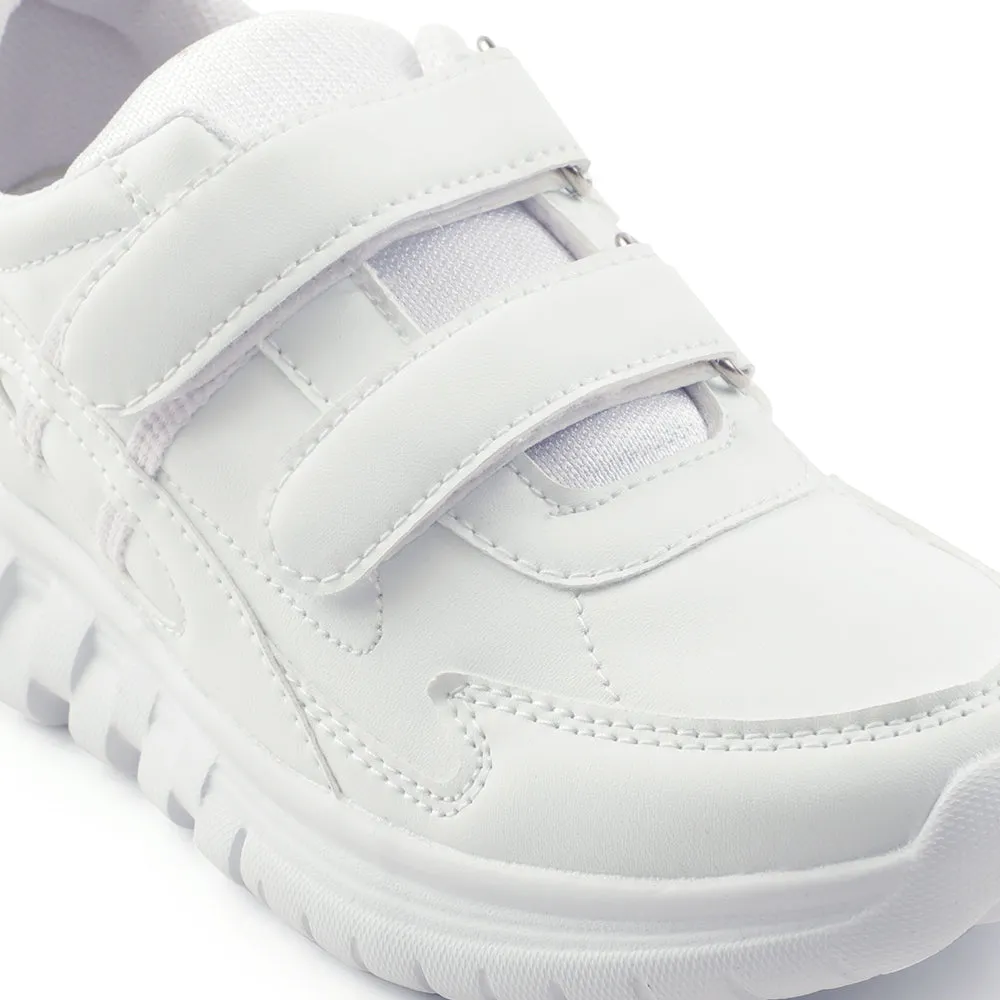 Force 10 White Velcro Uniform School Shoes For Kids 9906-02T-V By Liberty