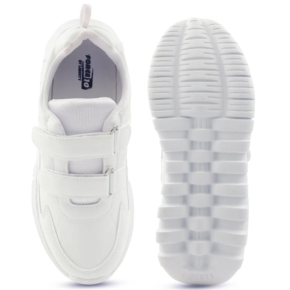Force 10 White Velcro Uniform School Shoes For Kids 9906-02T-V By Liberty