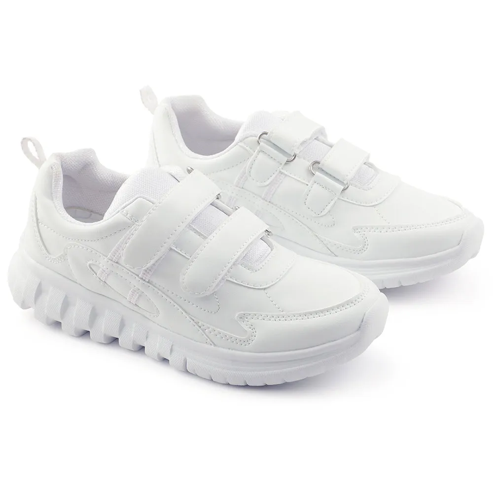 Force 10 White Velcro Uniform School Shoes For Kids 9906-02T-V By Liberty
