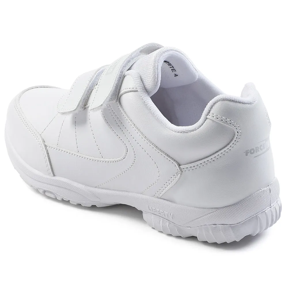 Force 10 White Velcro Uniform School Shoes For Kids SCHZONE-DV By Liberty