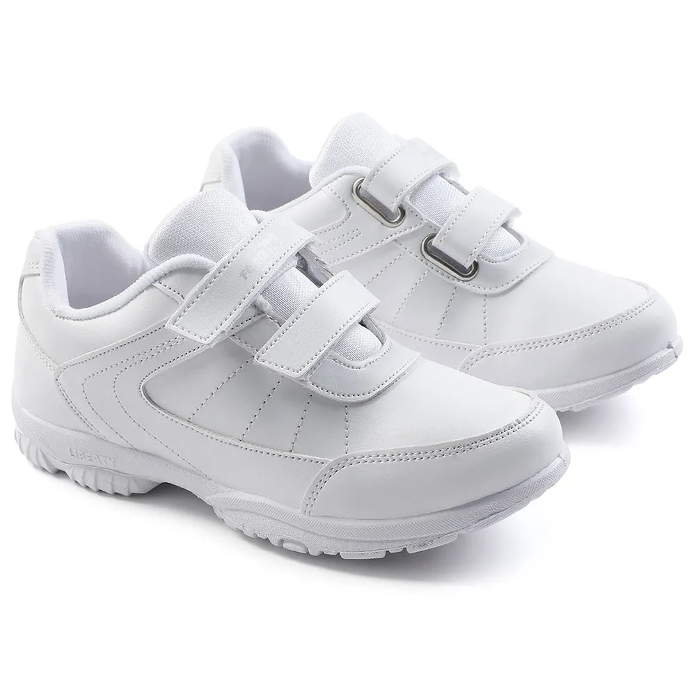 Force 10 White Velcro Uniform School Shoes For Kids SCHZONE-DV By Liberty