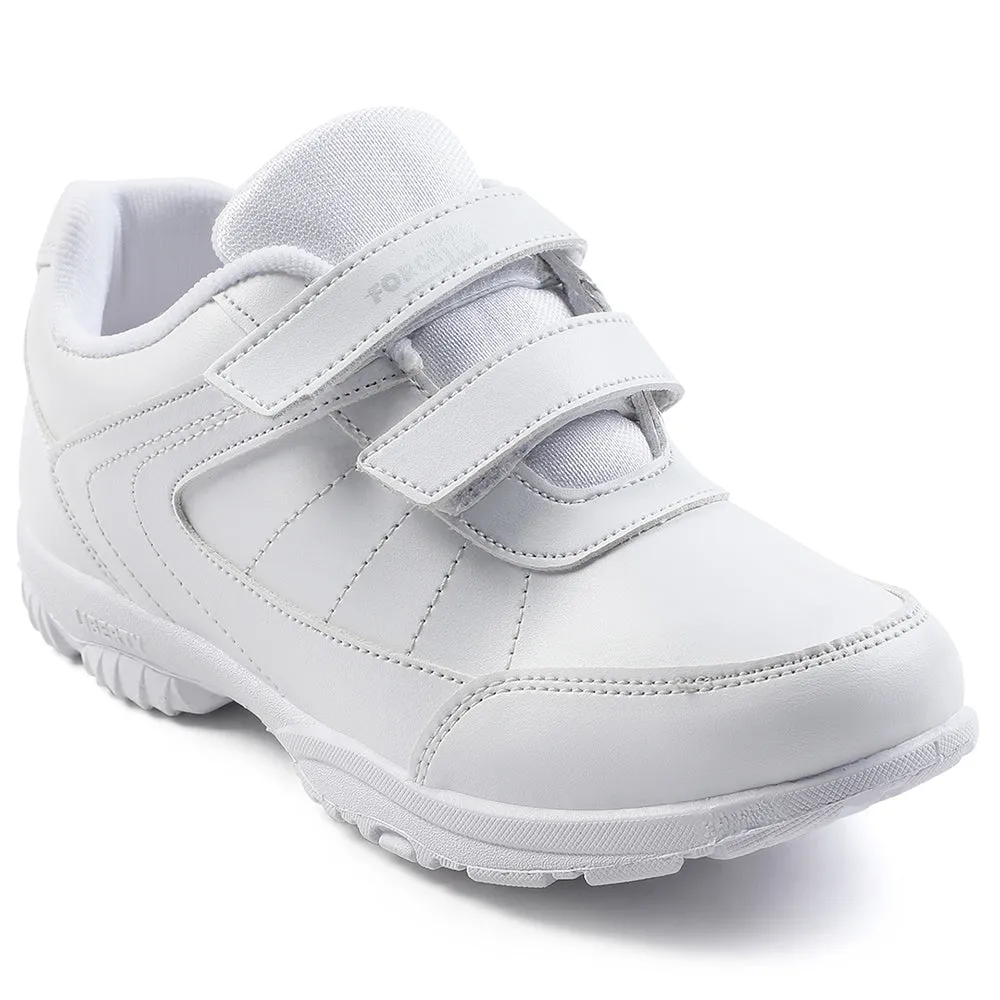 Force 10 White Velcro Uniform School Shoes For Kids SCHZONE-DV By Liberty